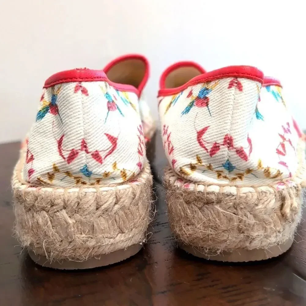 Johnny Was Andra Floral Embroidered Espadrille Shoe Size 9